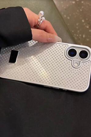 iPhone 16 Plus Uyumlu Elmas Pırlanta Taşlı Gümüş Kılıf