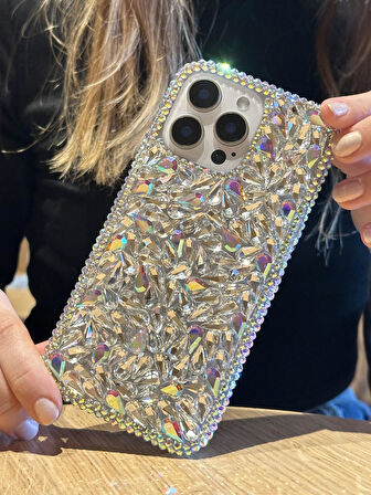 iPhone 16 Pro Uyumlu Lüks Hologram Kristal Taşlı Kılıf