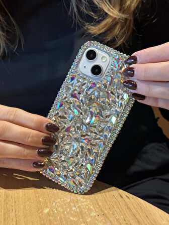 iPhone 14 Plus Ve 15 Plus Uyumlu Lüks Hologram Kristal Taşlı Kılıf