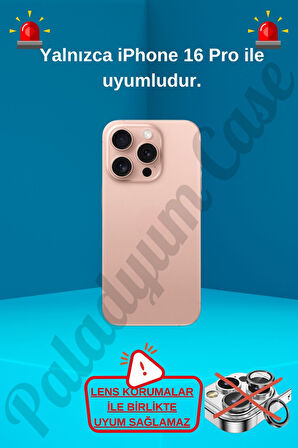 iPhone 16 Pro Uyumlu Sararmaz Sert Mika MagSafe Pırlanta Taşlı Şeffaf Siyah Kılıf