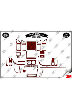 Fiat Ducato 2007/2020 Torpido Konsol Trim Göğüs Maun Kaplama Set 29 Parça Maun