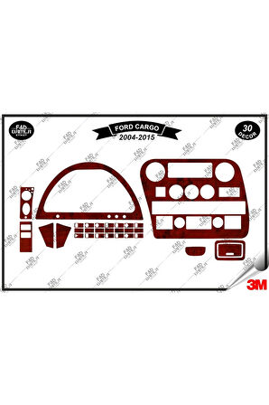 Ford Cargo Diji2004-2015 Torpido Konsol Trim Göğüs Maun Kaplama Set 30 Parça Maun
