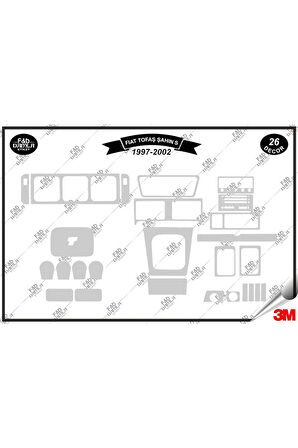 Fiat Tofaş/ŞahinS-1997-2002 Torpido Konsol Trim Göğüs Maun Kaplama Set 26 Parça Gümüş