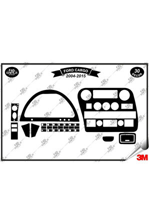 Ford Cargo Diji2004-2015 Torpido Konsol Trim Göğüs Maun Kaplama Set 30 Parça Siyah