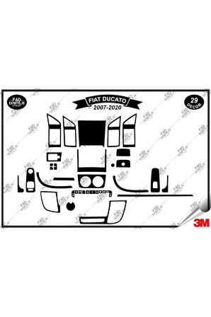 Fiat Ducato 2007/2020 Torpido Konsol Trim Göğüs Maun Kaplama Set 29 Parça Siyah
