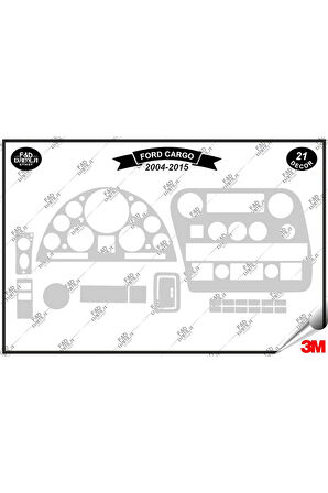 Ford Cargo Manuel 2004-2015 Torpido Konsol Trim Göğüs Maun Kaplama Set 21 Parça Gümüş