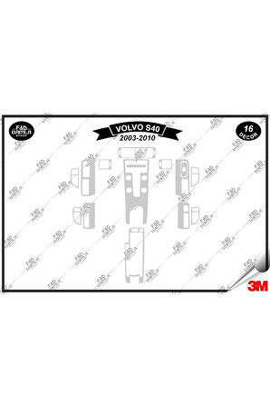 Volvo S40 (2003-2010) Torpido Konsol Trim Göğüs Maun Kaplama Set 16 Parça Gümüş