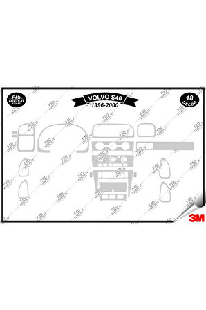 Volvo S40 (1996-2000) Torpido Konsol Trim Göğüs Maun Kaplama Set 18 Parça Gümüş