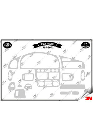 Fiat Palio 1998-2002 Torpido Konsol Trim Göğüs Maun Kaplama Set 15 Parça Gümüş