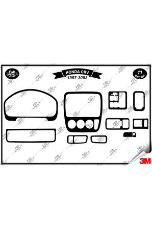 Honda CRV 1997-2002 Torpido Konsol Trim Göğüs Maun Kaplama Set 11 Parça Siyah