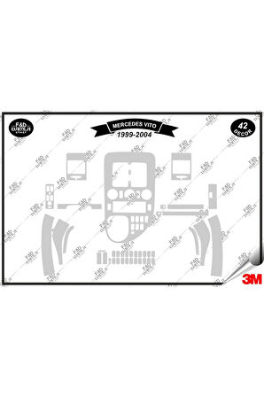 Mercedes Vito 1999-2004 Torpido Konsol Trim Göğüs Maun Kaplama Set 42 Parça Gümüş