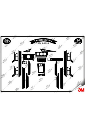 Mercedes E-190  1983-1993 Torpido Konsol Trim Göğüs Maun Kaplama Set 34 Parça Siyah