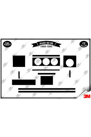 Audi 80-90 1986-1995 Torpido Konsol Trim Göğüs Maun Kaplama Set 12 Parça Siyah
