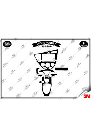 Ford Focus 1998-2004 Torpido Konsol Trim Göğüs Maun Kaplama Set 9 Parça Siyah