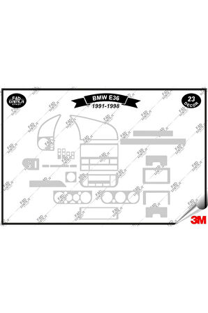 Bmw E 36 1991-1998 Torpido Konsol Trim Göğüs Maun Kaplama Set 23 Parça Gümüş