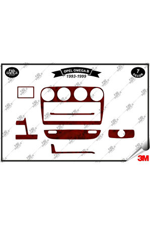 Opel Omega B 1993-1999 Torpido Konsol Trim Göğüs Maun Kaplama Set 7 Parça Maun