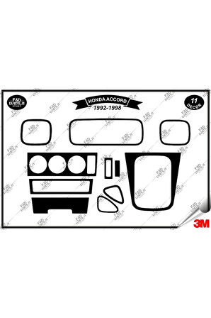 Honda Accord 1992-1998 Torpido Konsol Trim Göğüs Maun Kaplama Set 11 Parça Siyah