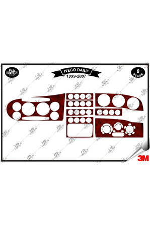 İveco Daily 1999-2007 Torpido Konsol Trim Göğüs Maun Kaplama Set 8 Parça Maun