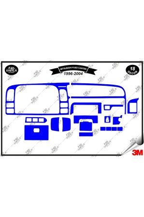 Mitsubishi Fuso Canter 1996-2004 Torpido Konsol Trim Göğüs Maun Kaplama Set 18 Parça Mavi