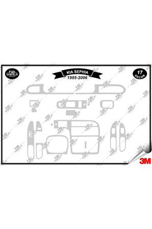 Kia Sephia 1995-2006 Torpido Konsol Trim Göğüs Maun Kaplama Set 17 Parça Gümüş