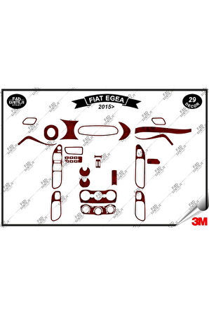 Fiat Egea 2015 Torpido Konsol Trim Göğüs Maun Kaplama Set 29 Parça Maun