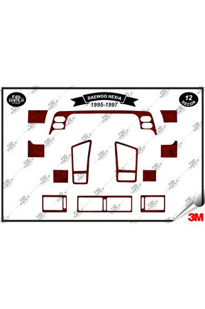 Daewoo Nexia 1995-1997 Torpido Konsol Trim Göğüs Maun Kaplama Set 12 Parça Maun