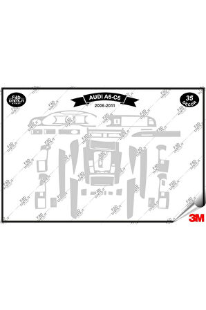 Audi A6 C6 2006-2011 Torpido Konsol Trim Göğüs Maun Kaplama Set 35 Parça Gümüş