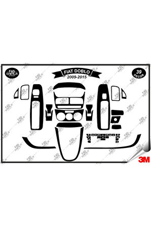 Fiat Doblo 2009-2015 Torpido Konsol Trim Göğüs Maun Kaplama Set 39 Parça Siyah