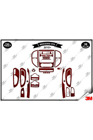 Mercedes Vito 2015 Torpido Konsol Trim Göğüs Maun Kaplama Set 38 Parça Maun