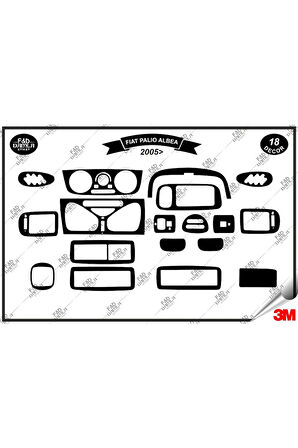 Fiat Palio Albea Torpido Konsol Trim Göğüs Maun Kaplama Set 18 Parça Siyah