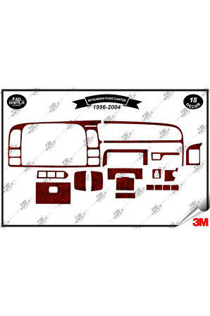 Mitsubishi Fuso Canter 1996-2004 Torpido Konsol Trim Göğüs Maun Kaplama Set 18 Parça Maun