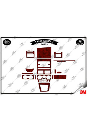 Fiat Albea 2005 Torpido Konsol Trim Göğüs Maun Kaplama Set 18 Parça Maun