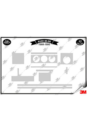 Audi 80-90 1986-1995 Torpido Konsol Trim Göğüs Maun Kaplama Set 12 Parça Gümüş