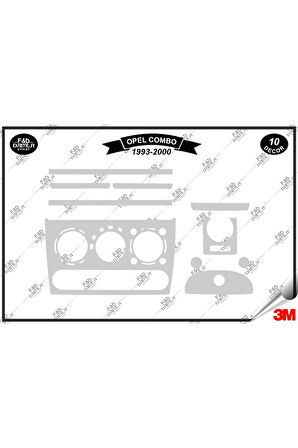 Opel Corsa B  Tigra Combo  1993-2000 Torpido Konsol Trim Göğüs Maun Kaplama Set 10 Parça Gümüş