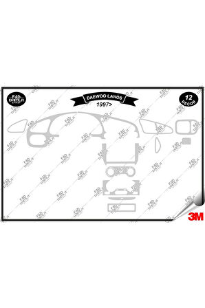 Daewoo Lanos 1997 Torpido Konsol Trim Göğüs Maun Kaplama Set 12 Parça Gümüş