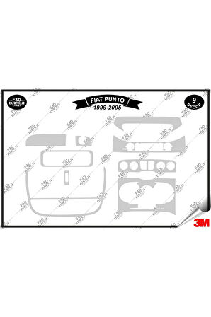 Fiat Punto 1999-2005 Torpido Konsol Trim Göğüs Maun Kaplama Set 9 Parça Gümüş