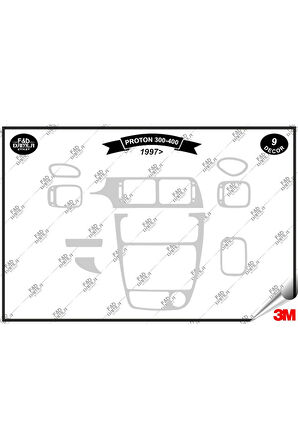 Proton 300 400  1997 Torpido Konsol Trim Göğüs Maun Kaplama Set 9 Parça Gümüş