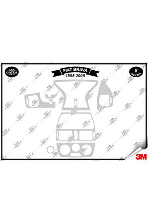 Fiat Brava 1995-2005 Torpido Konsol Trim Göğüs Maun Kaplama Set 8 Parça Gümüş