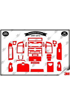 Chavrolet Captiva 2007-2012 Torpido Konsol Trim Göğüs Maun Kaplama Set 30 Parça Kırmızı