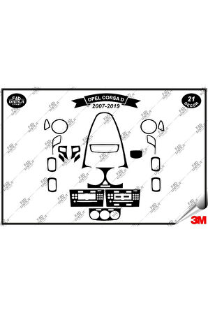 Opel Corsa D 2007-2009 Torpido Konsol Trim Göğüs Maun Kaplama Set 21 Parça Siyah