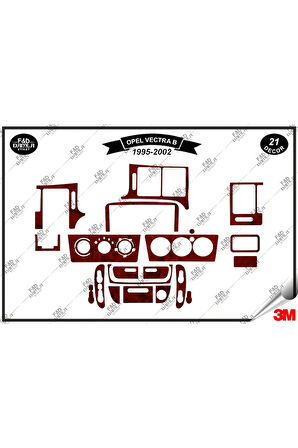 Opel Vectra B 1995-2002 Torpido Konsol Trim Göğüs Maun Kaplama Set 21 Parça Maun
