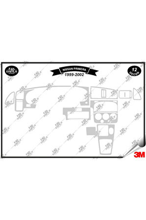 Nissan Primera 1999-2002 Torpido Konsol Trim Göğüs Maun Kaplama Set 12 Parça Gümüş