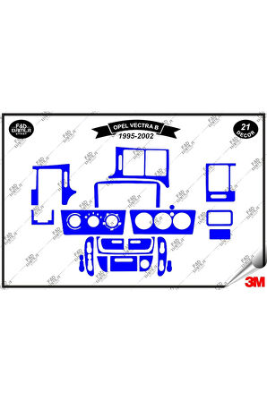 Opel Vectra B 1995-2002 Torpido Konsol Trim Göğüs Maun Kaplama Set 21 Parça Mavi