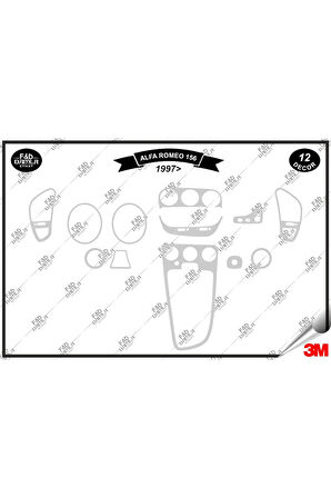 Alfa Romeo 156 1997 Torpido Konsol Trim Göğüs Maun Kaplama Set 12 Parça Gümüş