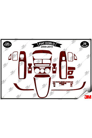 Fiat Doblo 2009-2015 Torpido Konsol Trim Göğüs Maun Kaplama Set 39 Parça Maun