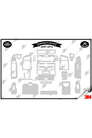 Chavrolet Captiva 2007-2012 Torpido Konsol Trim Göğüs Maun Kaplama Set 30 Parça Gümüş
