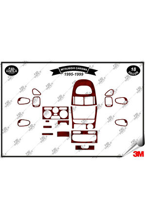 Mitsubishi Carisma 1995-1999 Torpido Konsol Trim Göğüs Maun Kaplama Set 18 Parça Maun