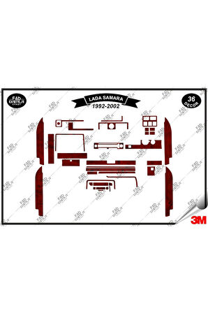 Lada Samara 1992- 2002 Torpido Konsol Trim Göğüs Maun Kaplama Set 36 Parça Maun