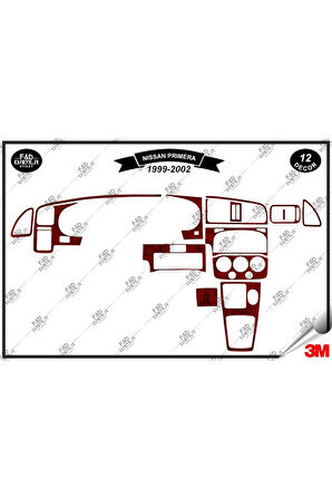 Nissan Primera 1999-2002 Torpido Konsol Trim Göğüs Maun Kaplama Set 12 Parça Maun