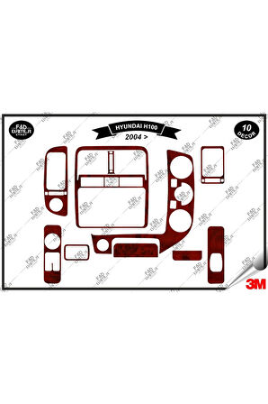 Hyundai H100 2004 Torpido Konsol Trim Göğüs Maun Kaplama Set 10 Parça Maun
